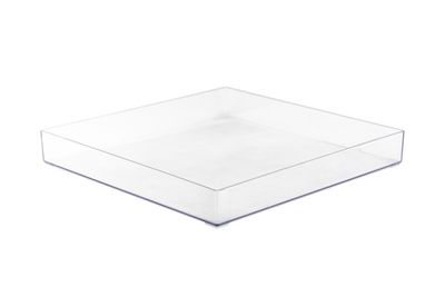 Vassoio Quadrato Plexiglass Trasparente bordo Alto 30x30 cm