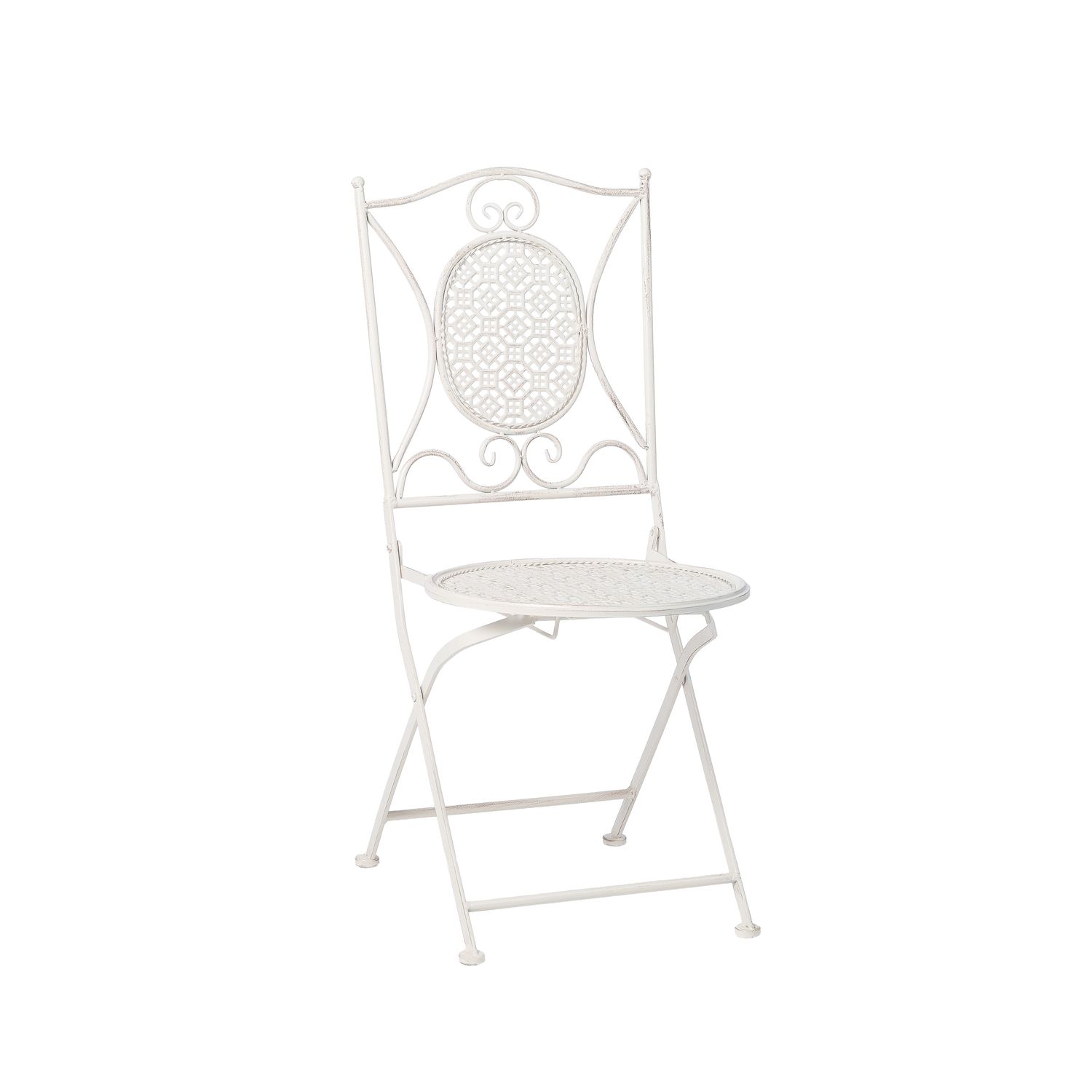 Sedia Pieghevole in Ferro Battuto Decapata Bianca Sedia Pieghevole in Ferro Battuto Decapata Bianca