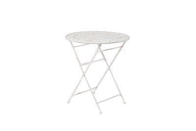 Tavolo Pieghevole in Ferro Battuto Decapato Bianco dm70 cm Tavolo Pieghevole in Ferro Battuto Decapato Bianco dm70 cm