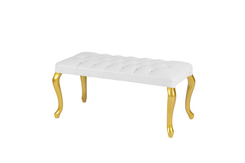 Panca Mod. Aurora ecopelle bianca gambe oro