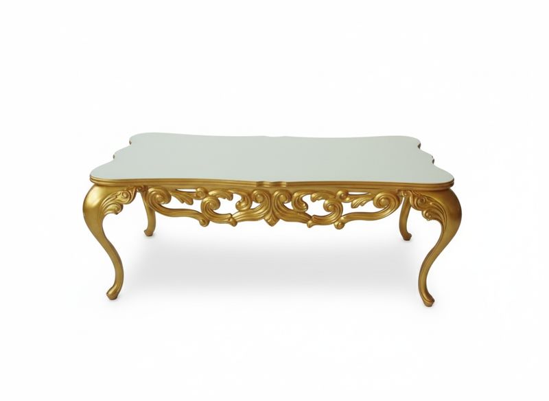 Tavolo Mod. Aurora Bianca gambe oro 200x100 cm