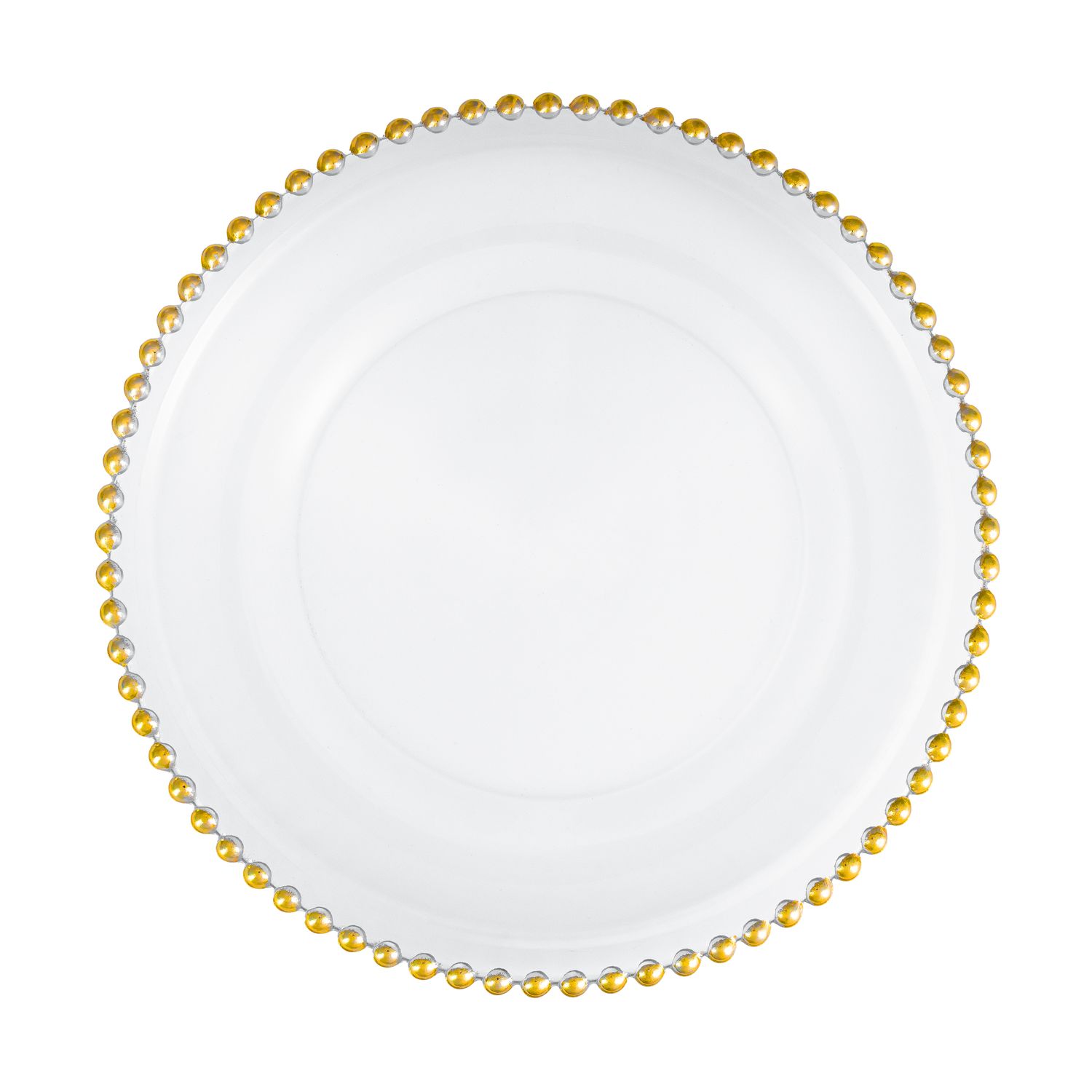 Sottopiatto Vetro Mod. Perle Bordo oro dm34 cm Sottopiatto Vetro Mod. Perle Bordo oro dm34 cm