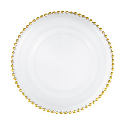 Subplate Glass Mod. Pearls Gold edge dm34 cm