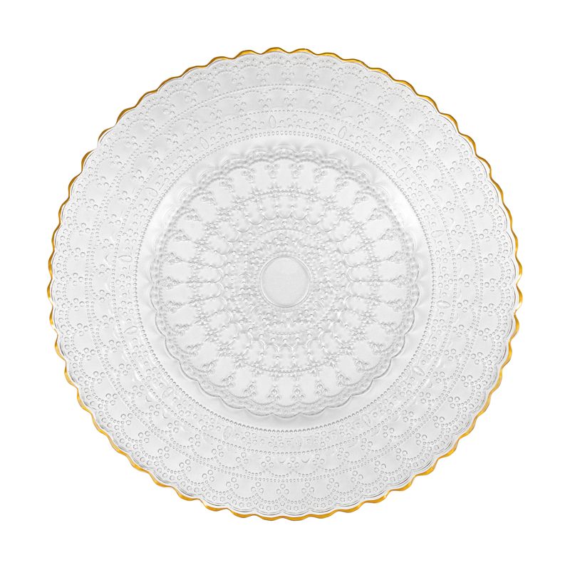 Sottopiatto Vetro Mod. Barocco Bordo Oro dm32.5 cm