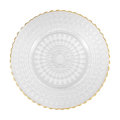 Sottopiatto Vetro Mod. Barocco Bordo Oro dm32.5 cm