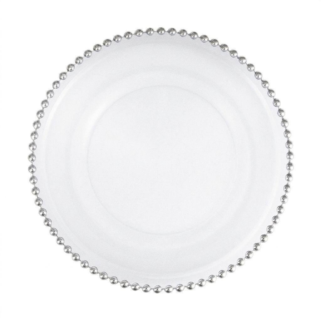 Subplate Glass Mod. Pearls Edge Silver dm34 cm