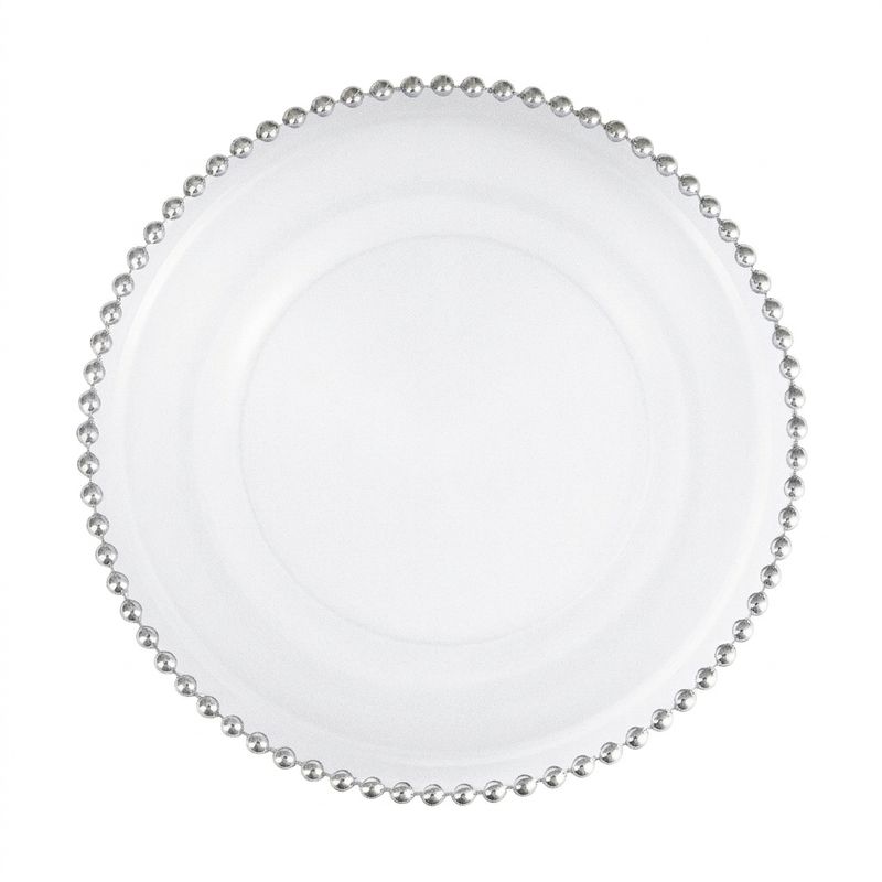 Subplate Glass Mod. Pearls Edge Silver dm34 cm