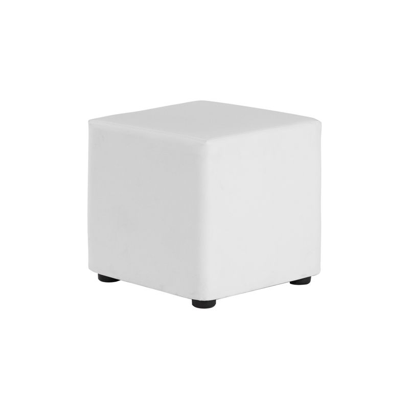 Pouf Cubo Ecopelle Bianco 45x45xh45 cm