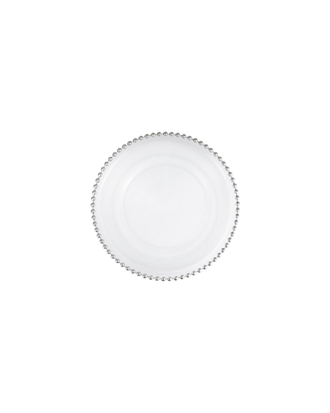 Bread Plate Vetro Mod. Perle Bordo Argento dm15.5 cm