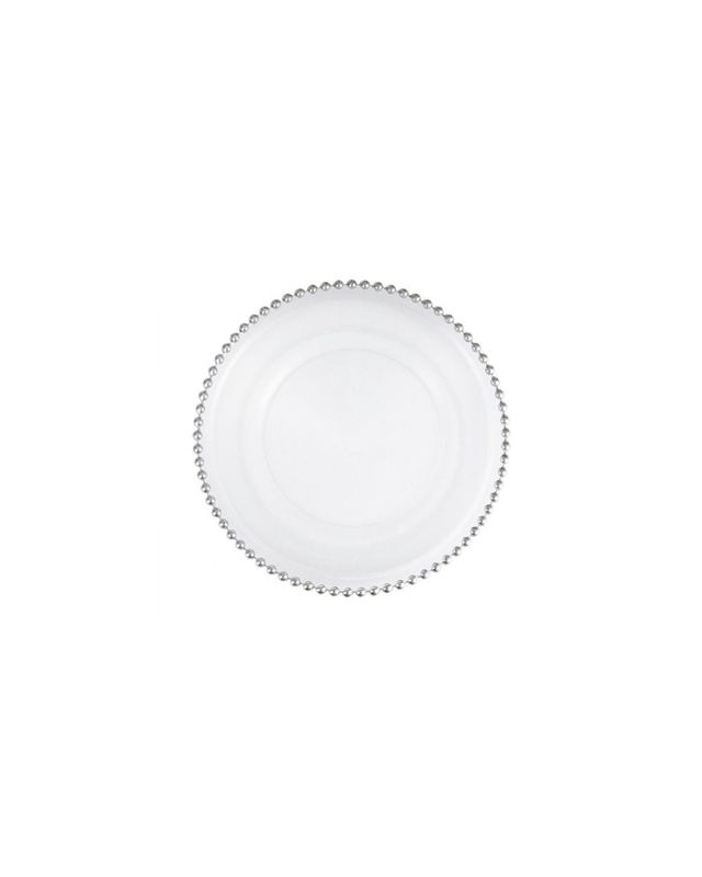 Bread Plate Vetro Mod. Perle Bordo Argento dm15.5 cm