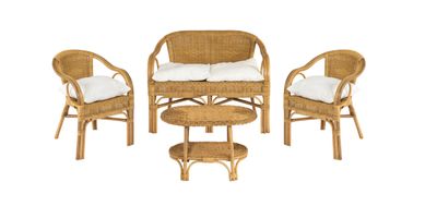 Salotto Vimini Mod. Fanny (1x Divano + 2x Poltrone + 1xTavolino)