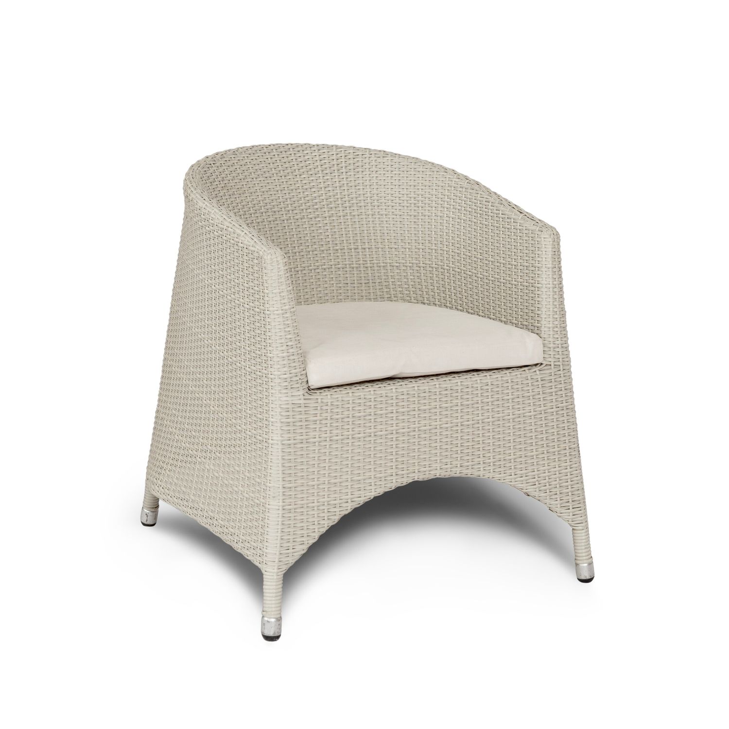 White Natural Rattan Armchair with Cushion