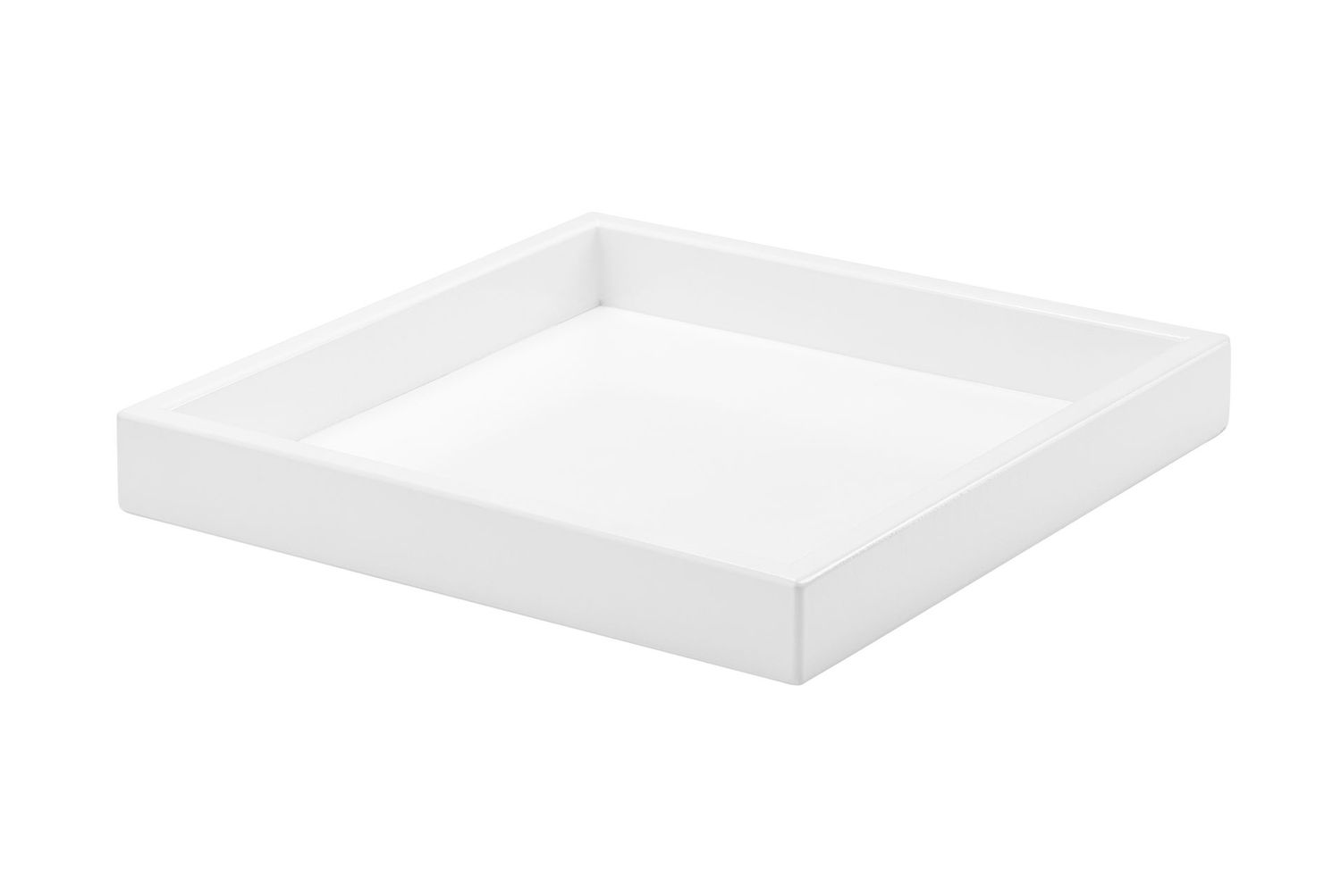 Vassoio quadrato legno bianco con bordo 35x35xh5 cm