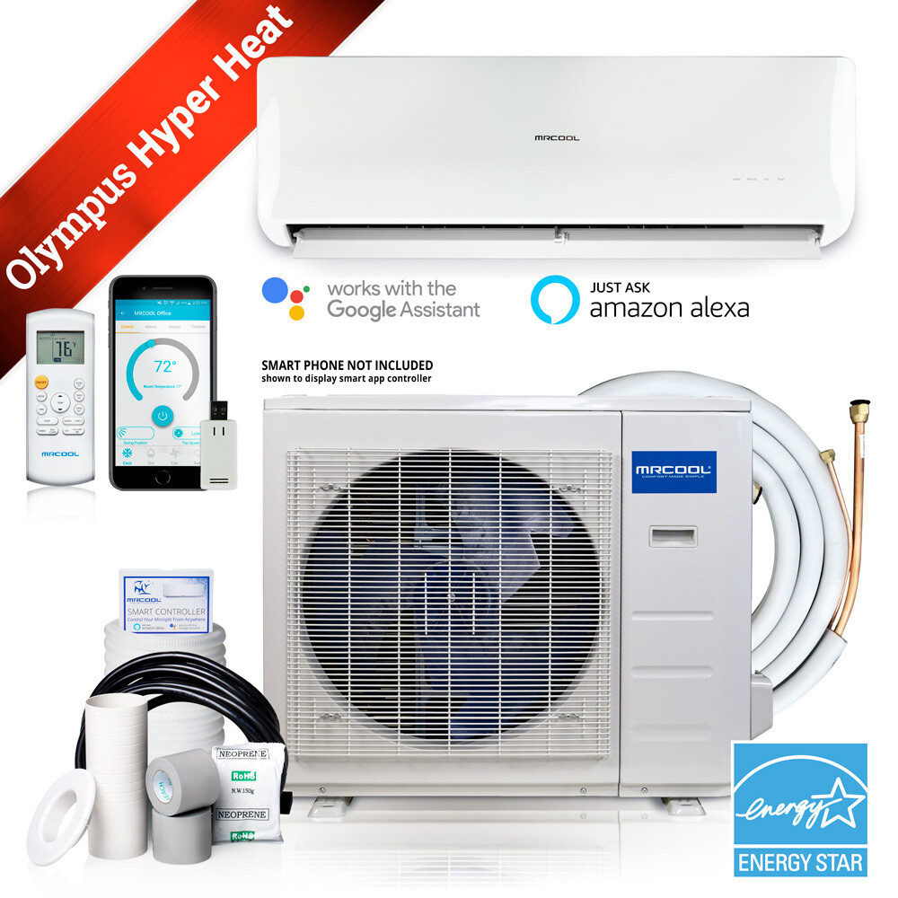 MrCool 12000 BTU Single Zone HYPER HEAT  Heat Pump Condenser &amp; Wall Mount Air Handler 230 volt 22.5 SEER with Enhanced WiFi (Works with Alexa, Works with Google Assistant)