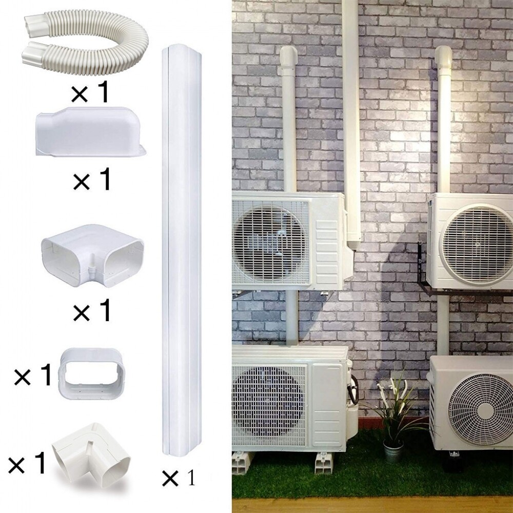 6.5 Ft L Decorative PVC AC Line Set Cover Tubing Kit for Central Air Conditioner, Heat Pump, Ductless Mini Split