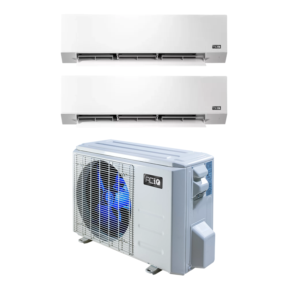 ACiQ 18000 BTU 21.5 SEER Dual Zone Wall Mount Air Handlers Hyper Heat with WIFI (9k+9k) 230 Volt