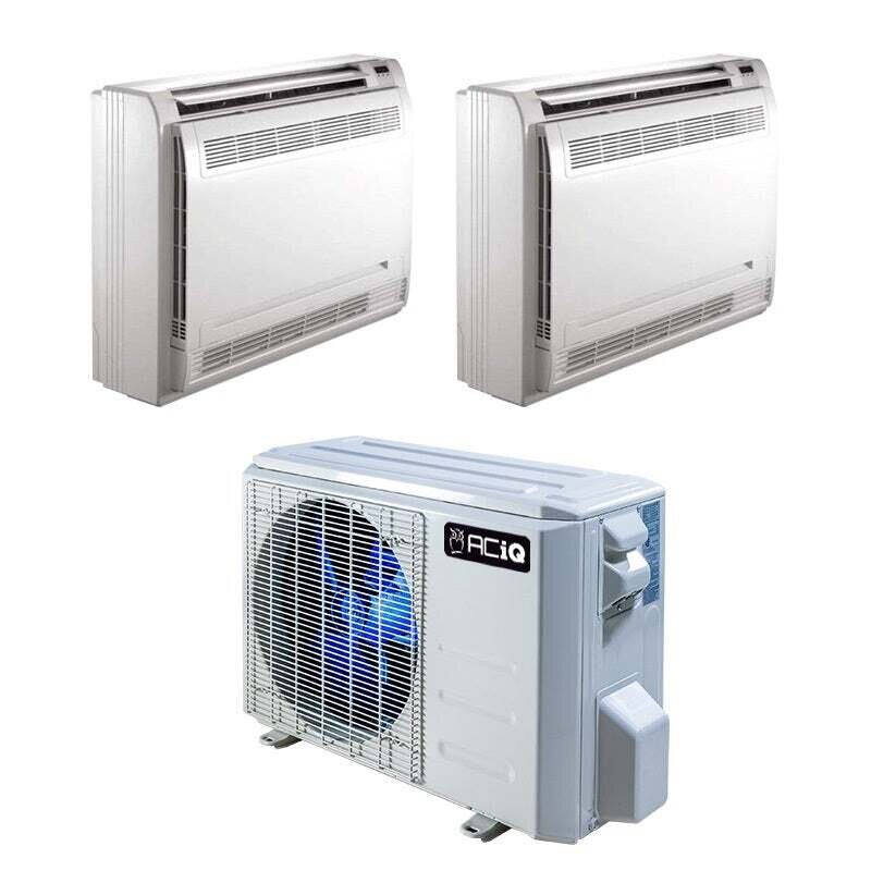 ACiQ 27000 BTU Multi Zone Condenser with (2) 12000 BTU Floor Mounted Air Handlers with Max Heat 230 Volt