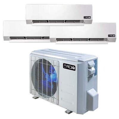 ACiQ 27000 BTU 22 SEER Multi 3 Zone Condenser with (3) 9000 BTU Wall Mounted Air Handlers with Max Heat WIFI Enabled 230 Volt