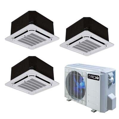ACiQ 27000 BTU 22 SEER Multi 3 Zone Condenser with (1) 9K and (2) 12k Ceiling Cassettes with Max Heat 230 Volt