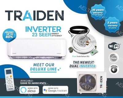 Traiden 12000 BTU 23 SEER Inverter 110 Volt Complete System ( Minimum Order of 5 Units)