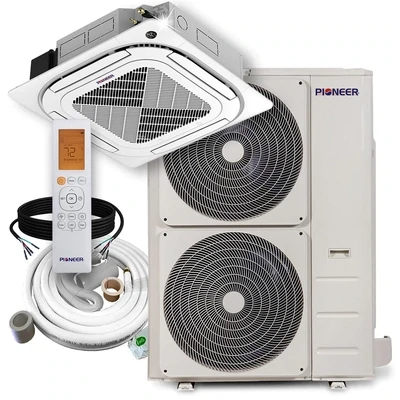 Pioneer® 48,000 BTU 18.5 SEER2 8-Way Slim Cassette Mini-Split Air Conditioner Heat Pump System Full Set 230V