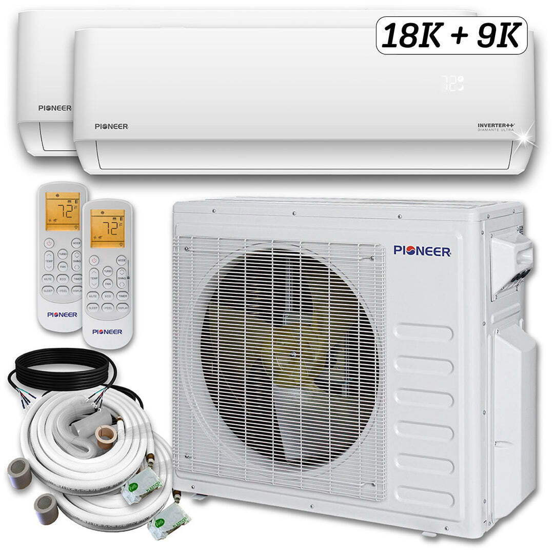 Dual Split 27000 BTU 2.25-Ton Diamante Ultra Wi-Fi 22 SEER Energy-Star Multi (2) Zone Wall Mount Air Conditioner Heat Pump 230-Volt