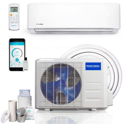 MRCOOL 12K BTU Heat Pump Condenser &amp; Wall Mount Air handler 115 volt 19 SEER with Enhanced WiFi (Works with Alexa, Works with Google Assistant) and 16ft line set install kit