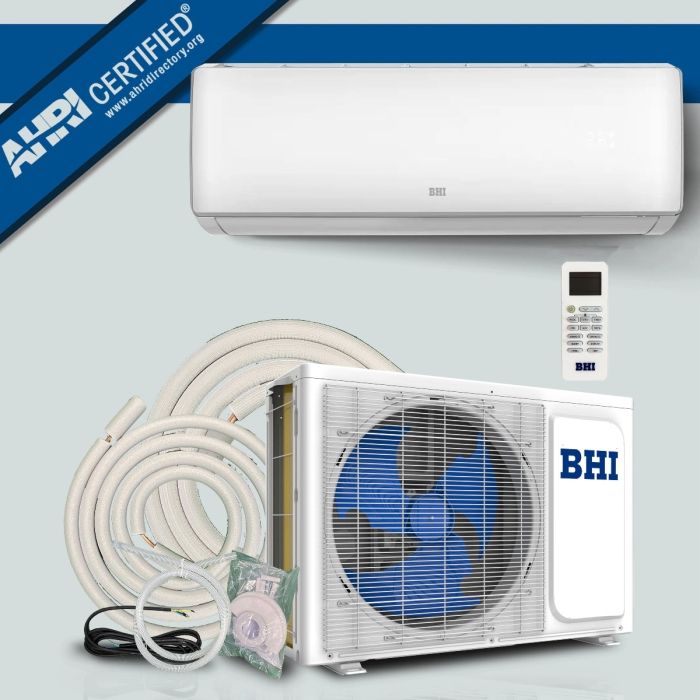 BHI SMARTAIR SINGLE ZONE 18000-BTU 18 SEER2 DUCTLESS MINI SPLIT AIR CONDITIONER WITH WI-FI CONTROL AND HEATER WITH 25-FT INSTALLATION KIT