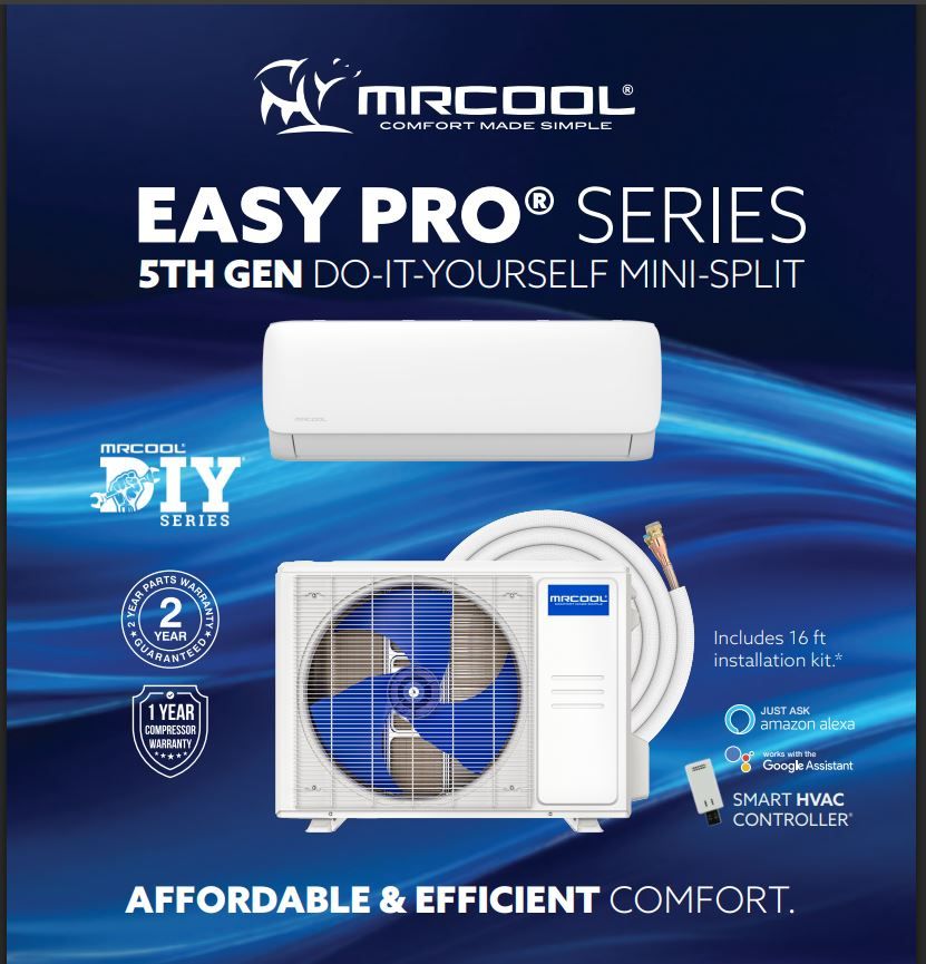 MrCool 18000 BTU DIY EasyPro 230 Volt 5th Generation Complete System with 16 Foot DIY Lineset Install Kit ( 2 Year Condenser Warranty 1 Year Parts)