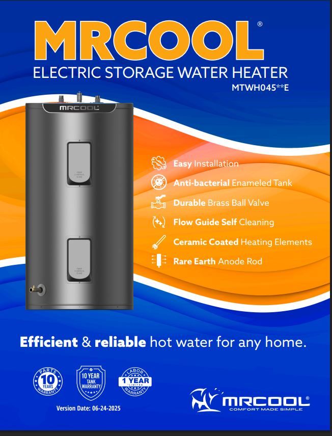 MRCOOL 4500 Watt Electric Tank Water Heater - 30 Gallon Capacity