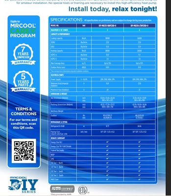 MrCool 6000 BTU 5th Generation Wall Mounted Air Handler 230V