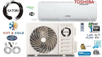 SATORI 12,000 BTU Ductless Air Heat Pump Mini Split  110 Volt with Lineset Install Kit  (Inverter) 18 SEER