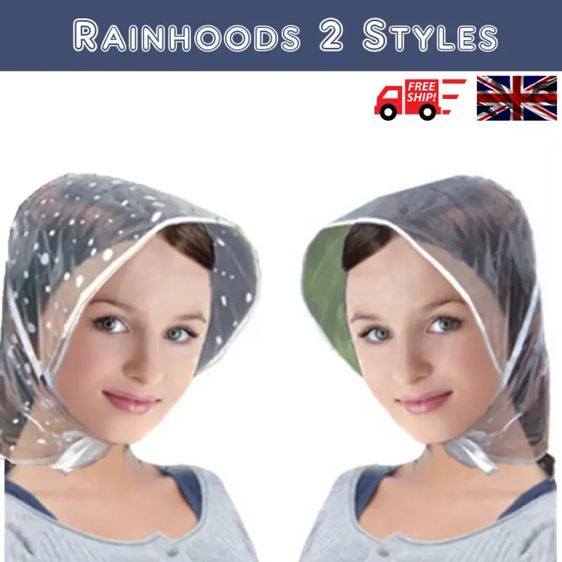 Rain Hat - Clear/Polka Dot Hair Protector Hood Bonnet