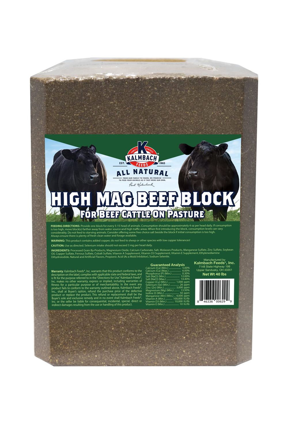 Kalmbach Hi Mag Beef Cattle Mineral Block