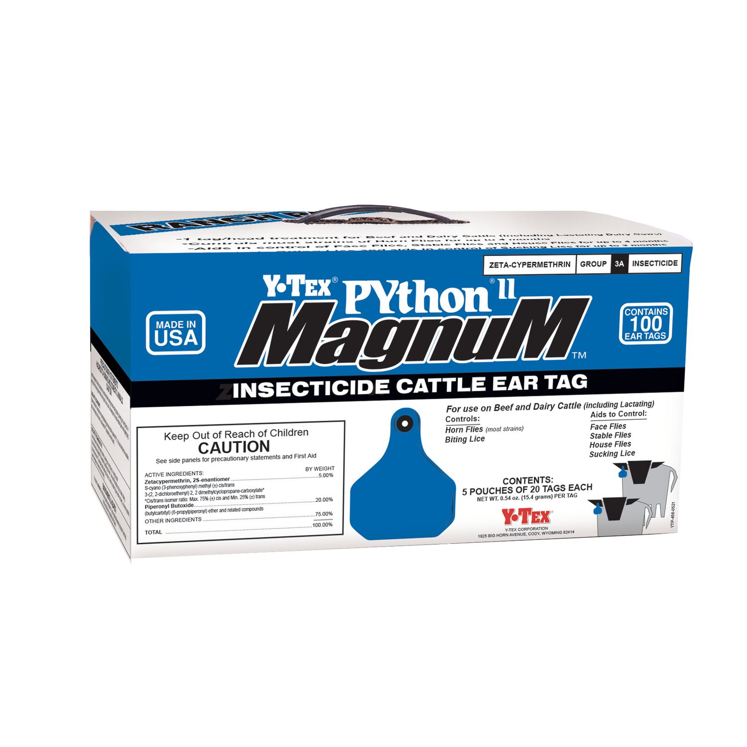 Y Tex Python Magnum 100ct Cattle Fly Ear Tags