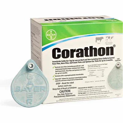Bayer Corathon Insecticide Cattle Ear Tags Horn Face Flies 20 Count