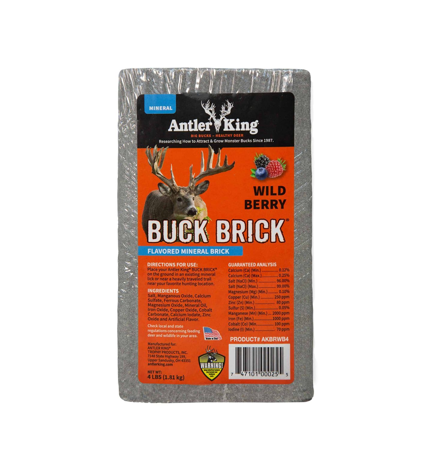 Antler King Wild Berry Flavored Buck Brick Attractant for Deer | 4 lb Mineral Brick Deer Attractant