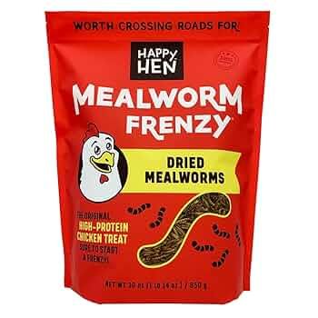 Happy Hen Mealworm Frenzy Dried Meal Worms Pet Treat Bag