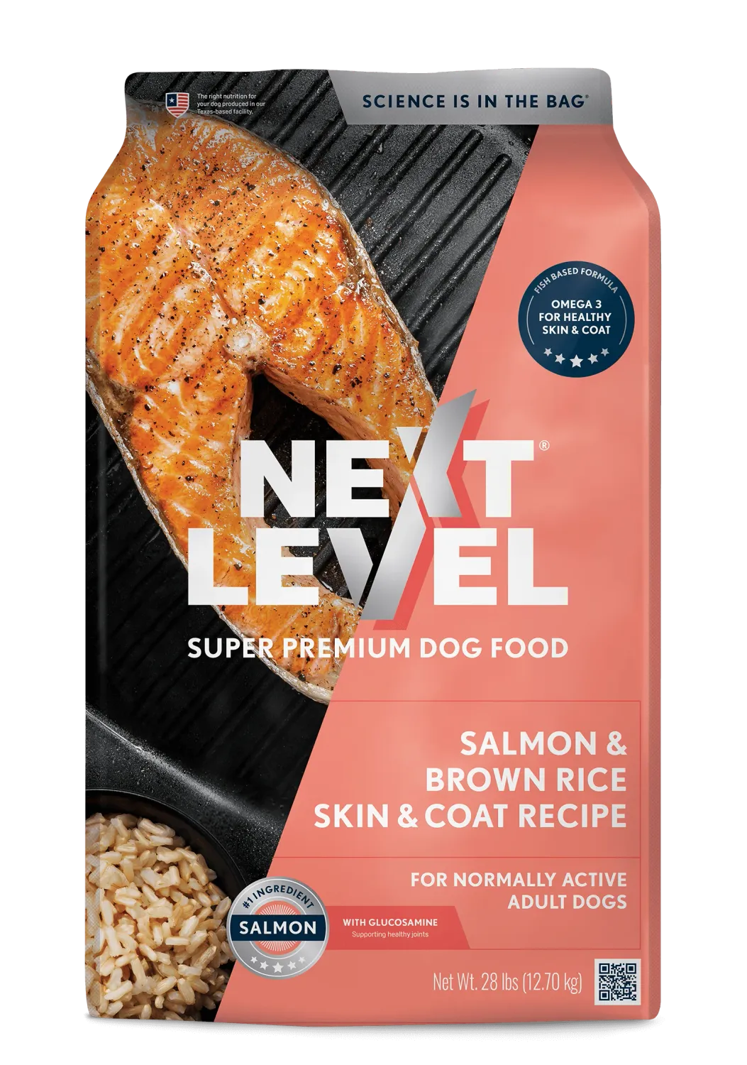 Next Level Salmon &amp; Brown Rice Skin &amp; Coat, Size: 28lb