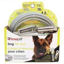 Dog Tie-Out Cable 15ft for Dogs up to 125lbs