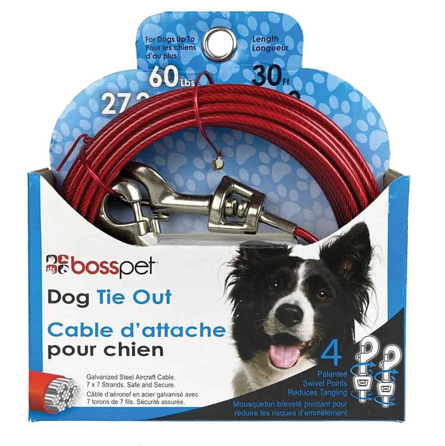 Boss Pet 30ft Dog Tie-Out Cable for Dogs up to 60lbs
