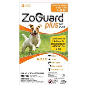 Zoguard Plus Flea and Tick Drops for Small Dogs 3 Months 5-22 lbs