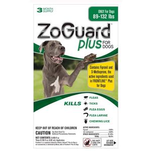 Zoguard Plus Flea and Tick Drops for XL Dogs 3 Months 89-132 lbs