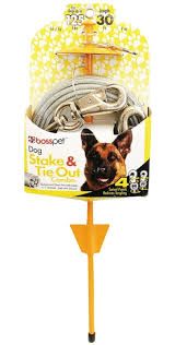 BOSS Pet PDQ Yellow Tie-Out with Stake Metal Dog Tie Out Stake X-Large