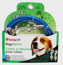Boss Pet Tie-Out 20ft for Dogs up to 35 lbs