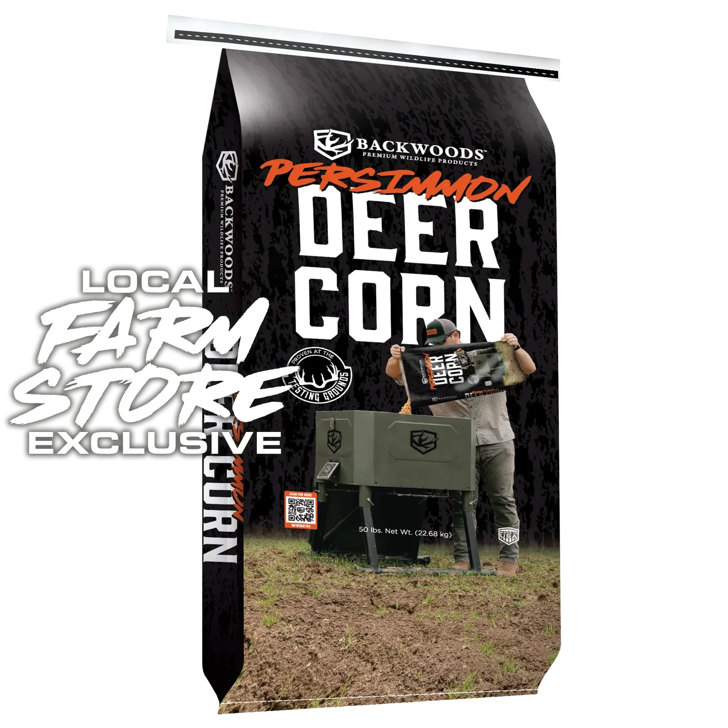 Persimmon Flavored Deer Corn Backwoods 50lbs, Quantity: Per Bag Price (Less Than Bags)