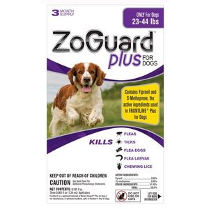Zoguard Plus Flea and Tick Drops for Medium Dogs 3 Months 23-44 lbs