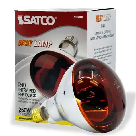 Satco Incandescent Heat Lamp R40, 250 Watt, 120 Volt, Medium Base, Red, 6,000 Average Rated Hours