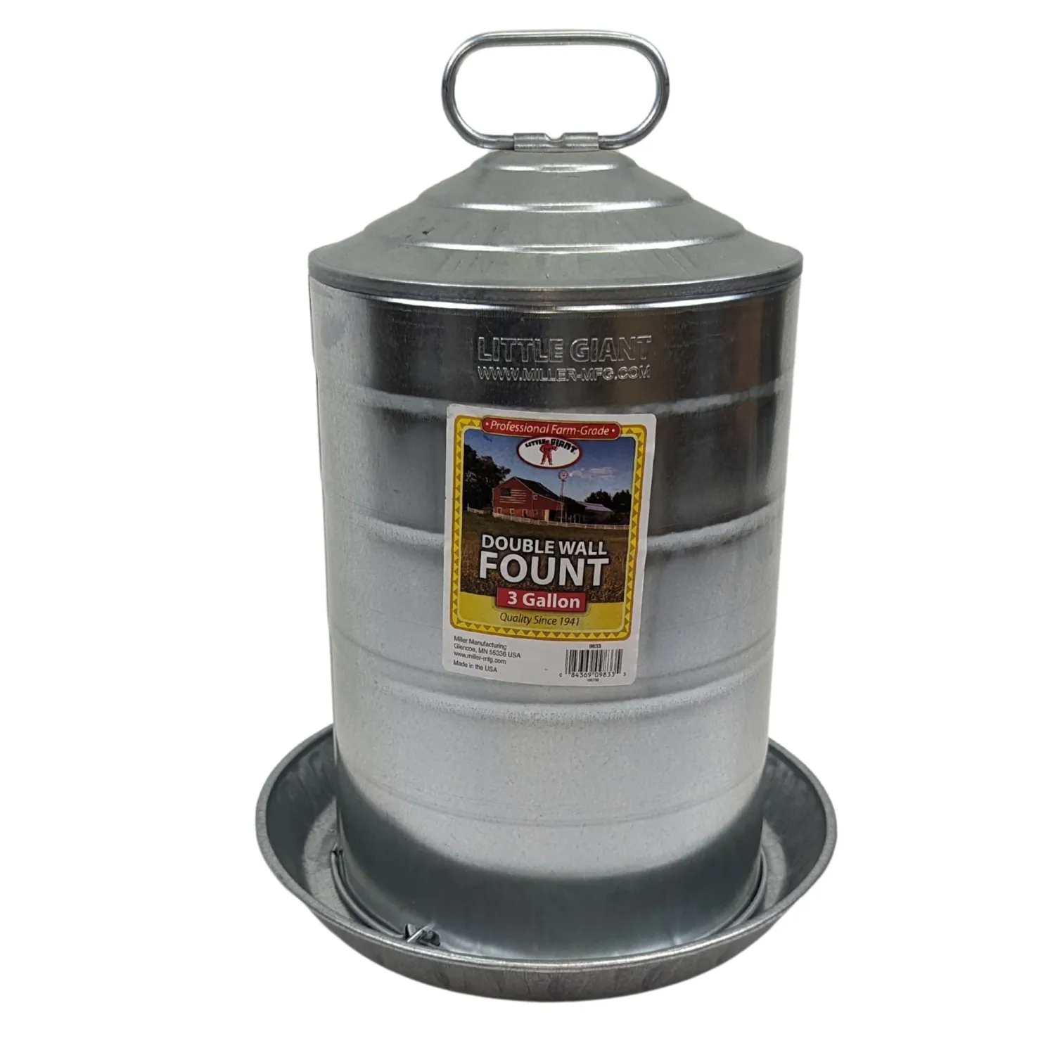 Miller Little Giant 3 gal Galvanized Double Wall Fount Poultry Waterer