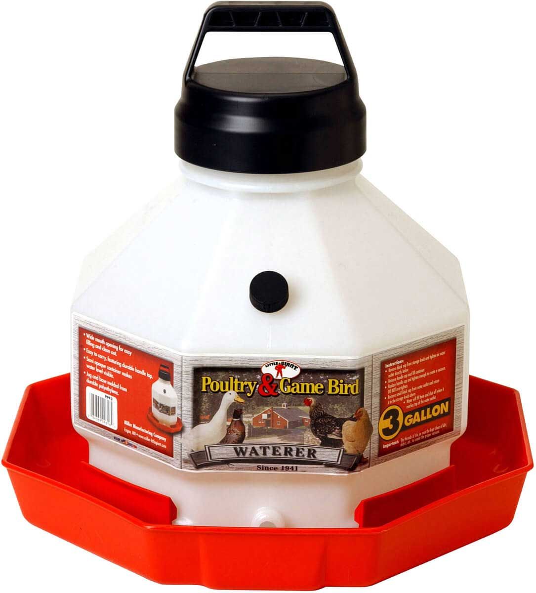 3 Gal Plastic Poultry &amp; Game Bird Waterer Little Giant